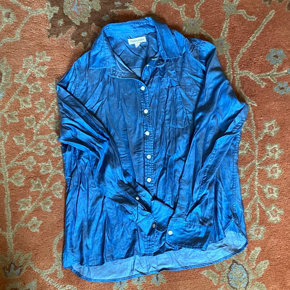 Tradlands Blue Tencel Button-Up Shirt L